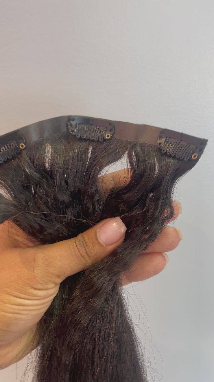 Blow Out Clip-Ins - 16 Kinky Straight Clip in Hair Extensions - Natural Hair Clip Ins - 100% Virgin Hair - Heat Free Hair